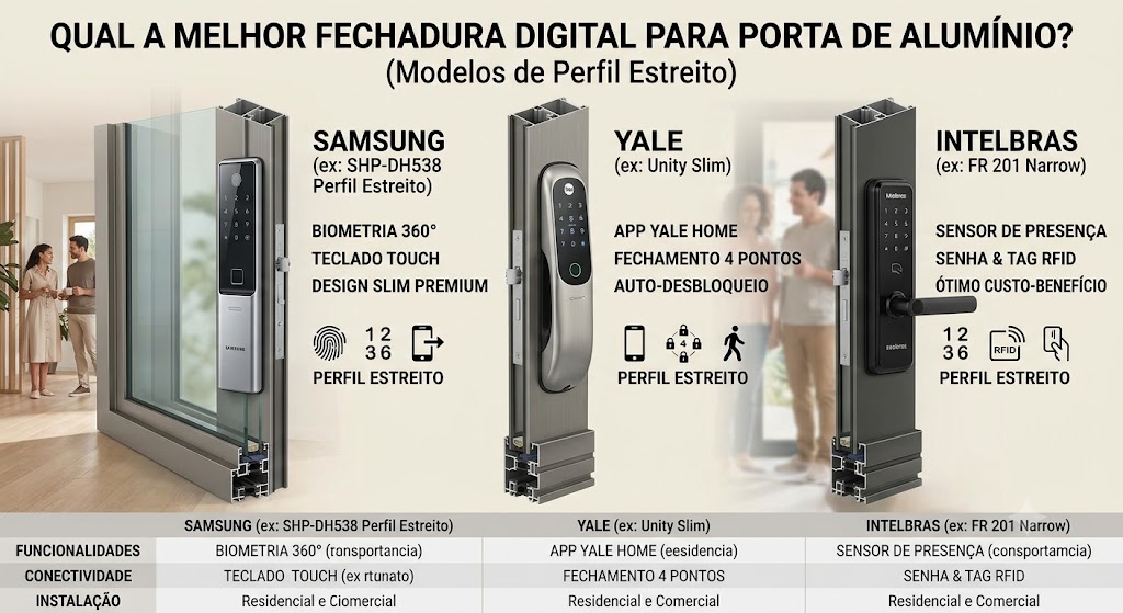 Qual a melhor fechadura digital para porta de alumínio? 